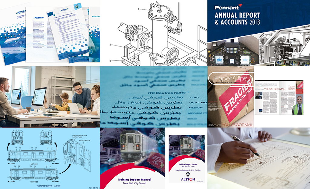 A montage image with nice separate images. There is a mixture of image styles, from technical publications, a front cover of an annual report with the words "Annual Report & Accounts 2018" as well as people working.