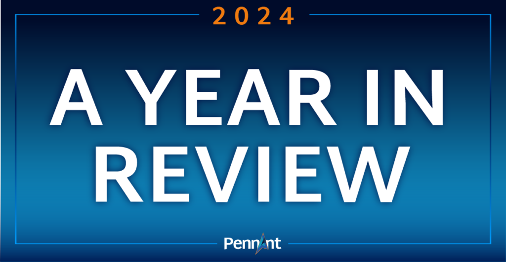 A blue gradient background with the words 'A year in review - 2024'