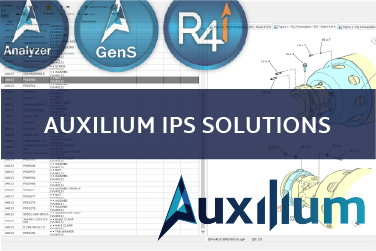 A button for Auxilium IPS Solutions, featuring the Auxilium logo and software screenshot. 